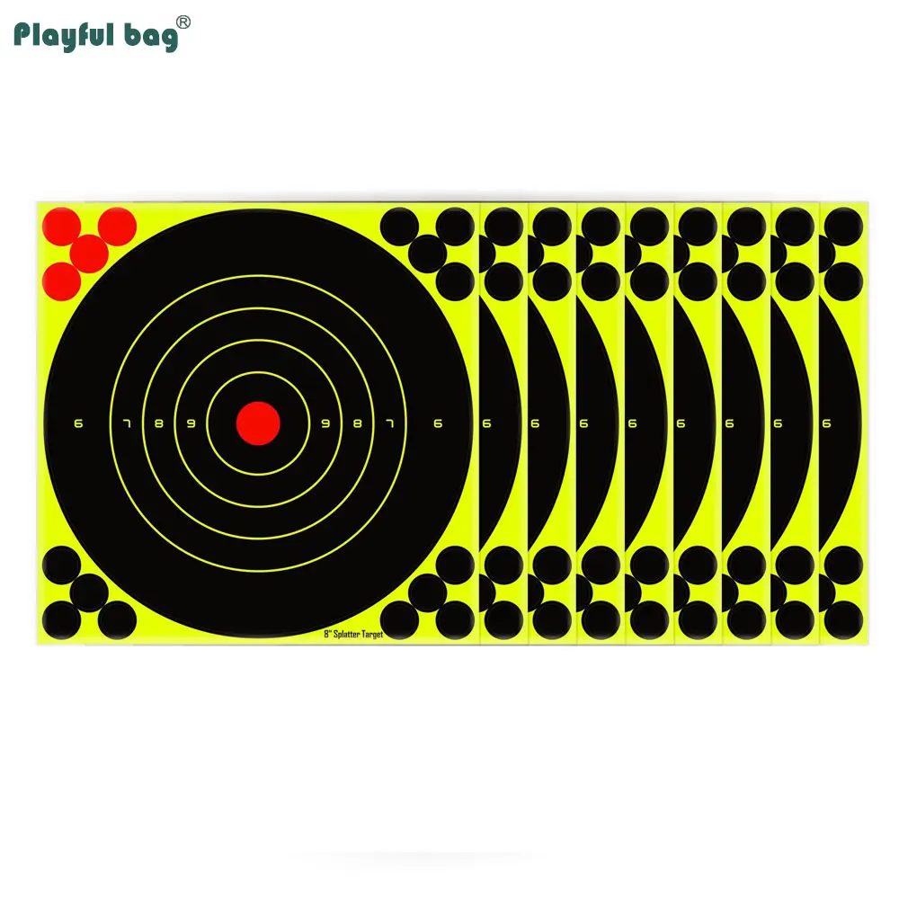 20 piezas pegatinas de objetivo de salpicaduras de 8x8 pulgadas, papel de práctica de destino, accesorios de entrenamiento de tiro autoadhesivos AQB174 - imagen 3