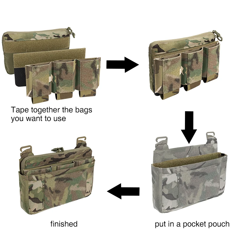IDOGEAR-bolsa táctica militar 5,56 Triple Mag, bolsa de DOPE de gancho y bucle, estilo Ferro, portador elástico Mag, accesorios para caza y Airsoft - imagen 4
