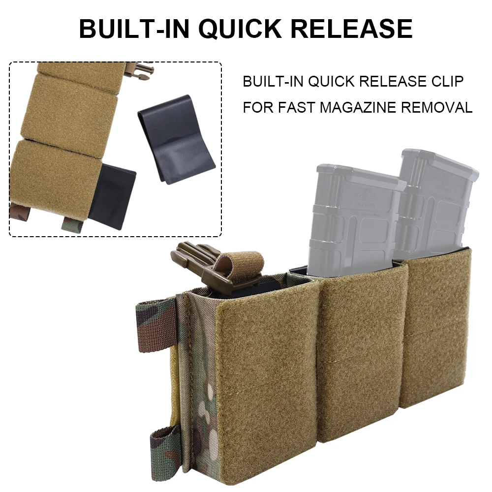 Bolsa Triple de doble uso para revistas, bolsa magnética de Panel frontal para chaleco táctico al aire libre, accesorios de caza, bolsa de almacenamiento de herramientas, 5,56 - imagen 5