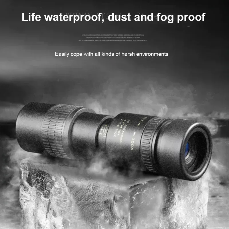 Telescopio Monocular HD de 10-300x40, Mini telescopio portátil para teléfono móvil con soporte, telescopio para acampar al aire libre, caza, observación de aves - imagen 5