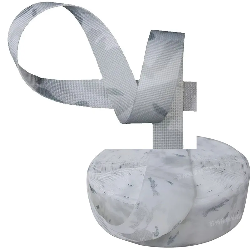 2,5 CM nieve camuflaje blanco Cp impresión táctico Molle chaleco cintura correas de hombro 10cm cinta de gancho y bucle