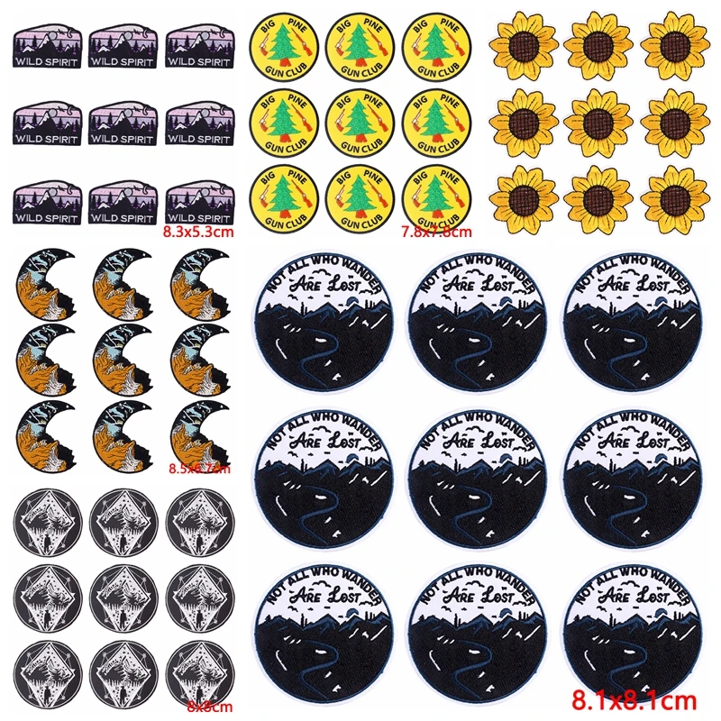 Parches para planchar en la ropa, pegatinas de insignia de rayas de aventura, parche bordado en la naturaleza DIY, 10 unidades por lote