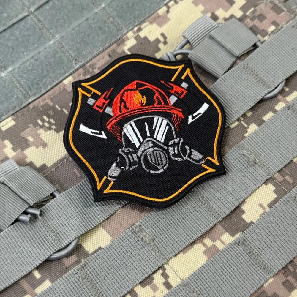 Parche táctico chevron bombero bordado con velcro para personalizar - imagen 4
