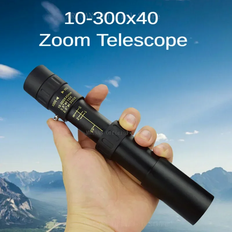 Telescopio portátil con Zoom, binoculares potentes con trípode y soporte para teléfono móvil, Monocular de viaje para acampar, 10-300x40 - imagen 2