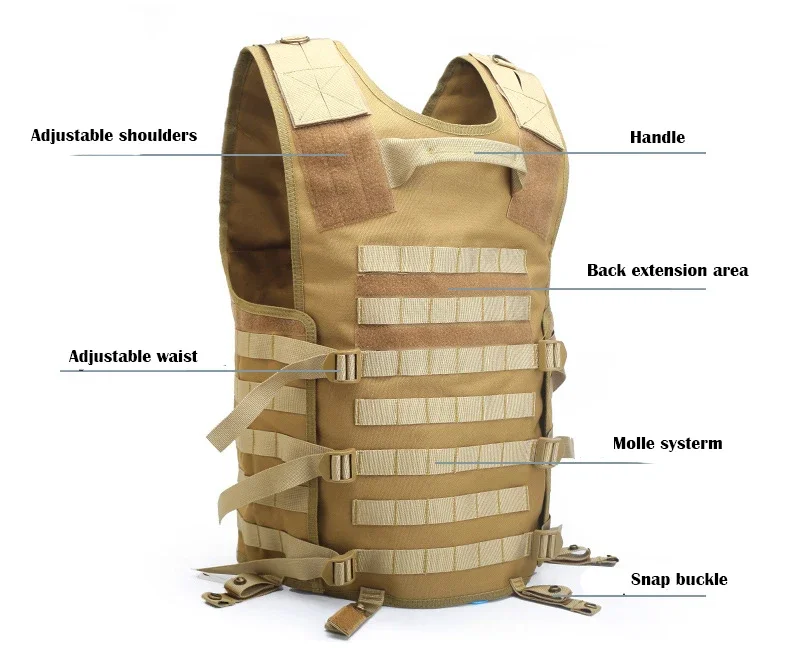Chaleco táctico militar Molle Airsoft, chaleco portador de carga de equipo ligero, chaleco ajustable de caza de juego de guerra CS de camuflaje - imagen 2