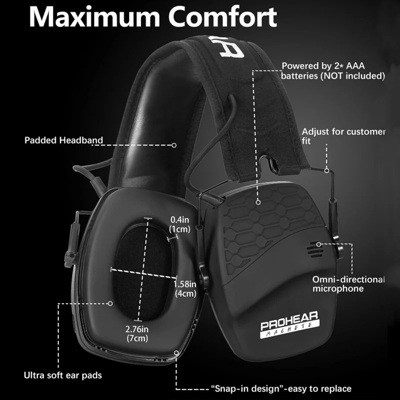 PROHEAR-orejeras tácticas electrónicas con Bluetooth, auriculares de tiro con amplificación de sonido, reducción de ruido, protección auditiva para caza - imagen 4