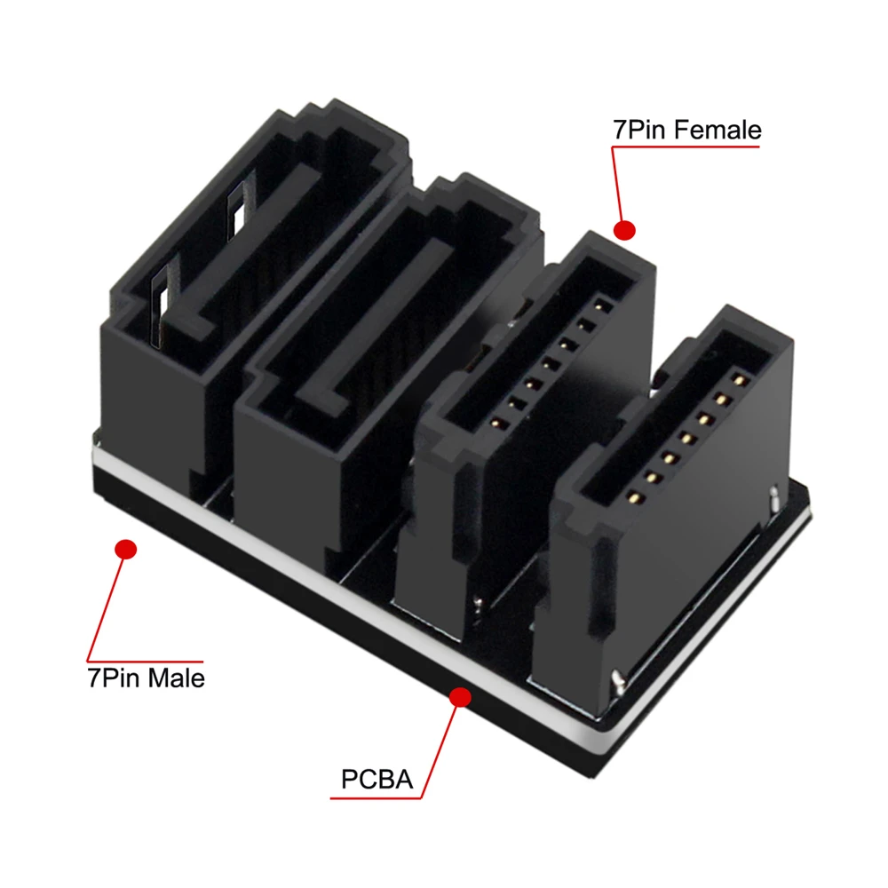 CY adaptador Dual SATA de 7 pines hembra a 7 pines macho, ángulo de 360 grados, perfil bajo, para escritorio, SSD, HDD, placa base - imagen 2