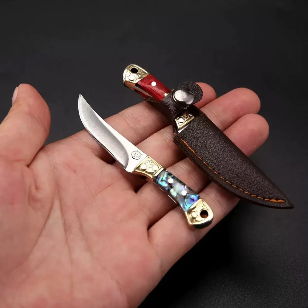 Cuchillo curvo artesanal mongol para exterior táctico tipo llavero - imagen 5