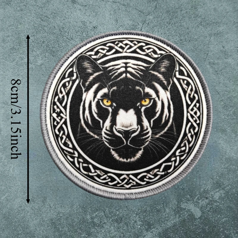 Parche con estampado redondo de guepardo, chaleco táctico, sombreros con gancho y bucle, insignia de moral, mochila, pegatinas decorativas, parches para brazalete para ropa - imagen 3