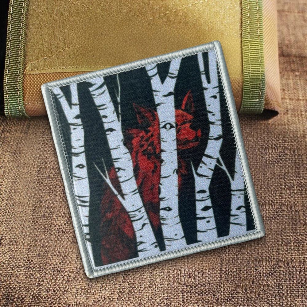 Parche táctico velcro zorro rojo bosque abedules - imagen 5