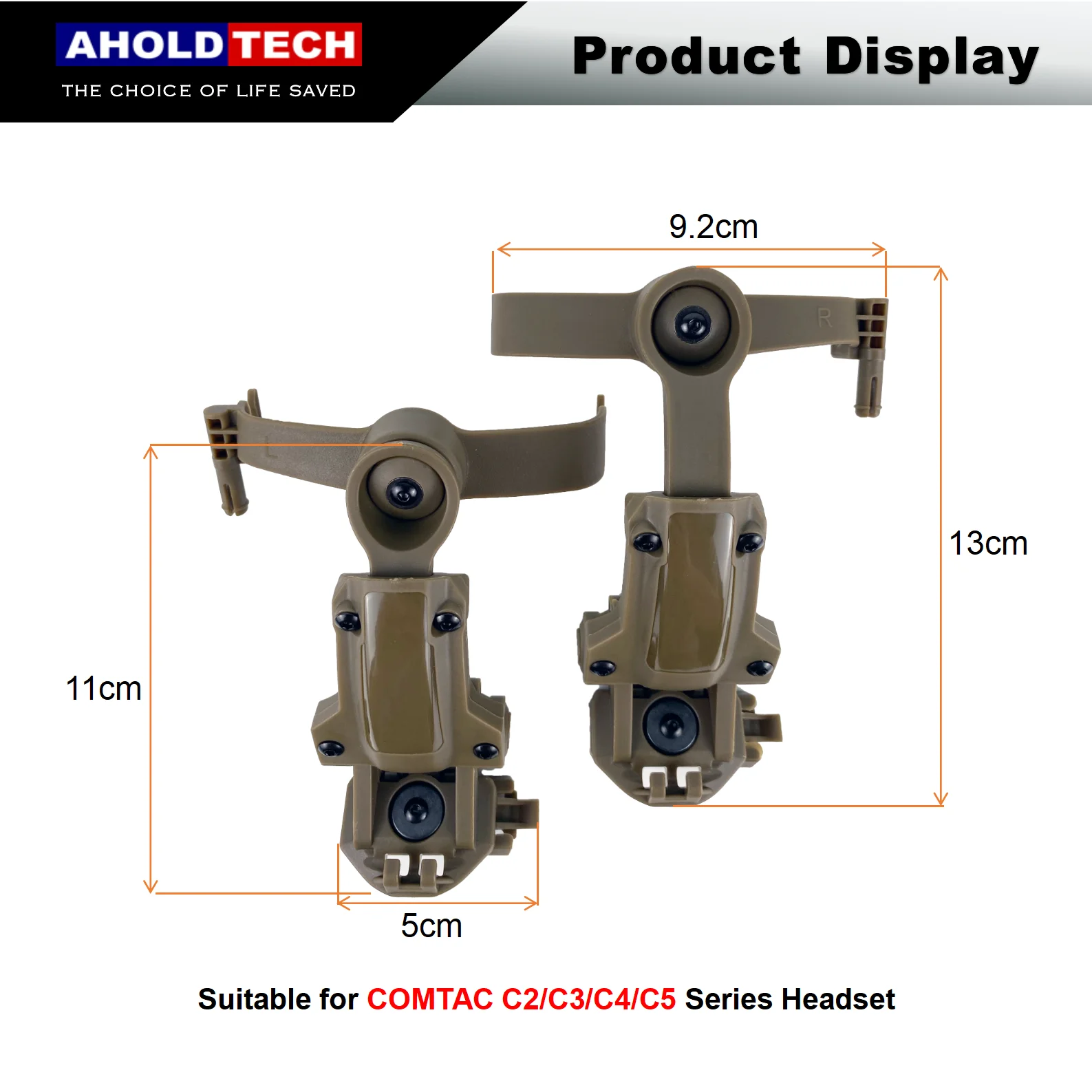 Aholdtech-Soporte táctico para auriculares, adaptador de riel para auriculares ARC/M-LOK Wendy, soporte para auriculares COMTAC Sport hunt - imagen 3