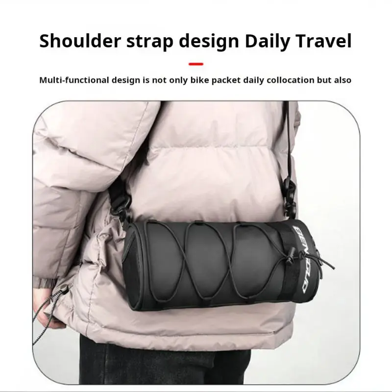 Bolsa impermeable para manillar de bicicleta de 2,5l, bolsa para alforja para cuadro de bicicleta, bolsa multifunción con asa para hombro para ciclismo, soportes para herramientas de reparación - imagen 4