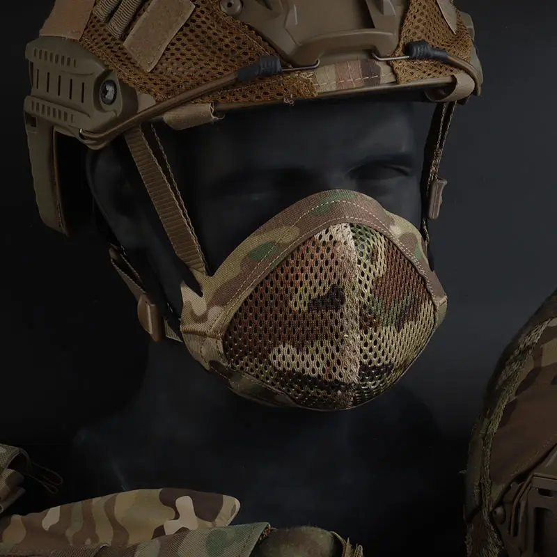 Máscara táctica MSK1 deportiva transpirable diseño de silicona máscaras de media cara multifuncionales para Airsoft caza ciclismo Camo Paintball - imagen 4