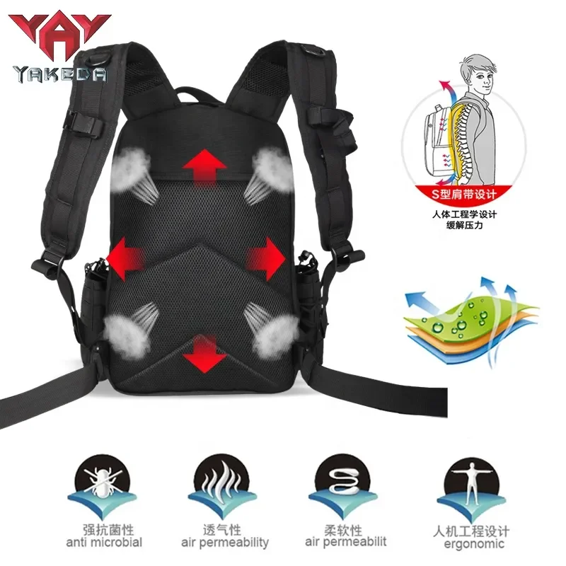 Yakeda-Mochila De Viaje impermeable 1000D para hombre, morral táctico de 3 Molle para deportes al aire libre, acampada y senderismo - imagen 4