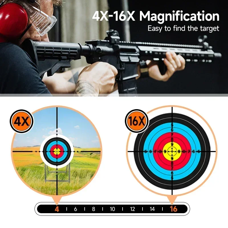 Mira óptica de caza 4-16X44AOEYS, retícula de pelo cruzado ajustable, accesorios tácticos, mira telescópica para Airsoft, color rojo y verde - imagen 4