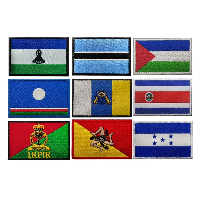 Lesotho Royal Pacific Island Islas canarias de la Sicilia Sahayakut bandera nacional brazalete bordado parche de tela mágica bordado DIY - imagen 2