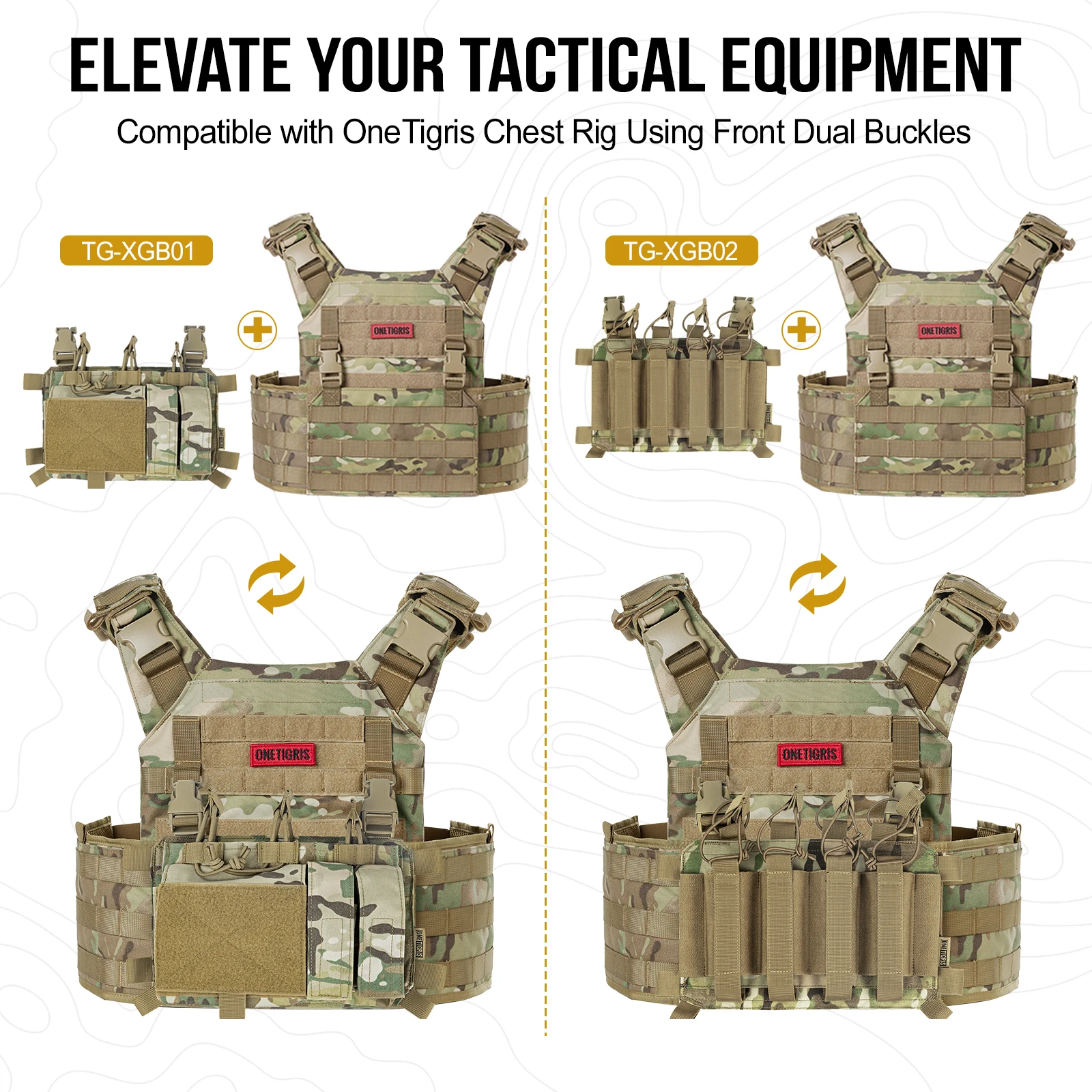ONETIGRIS-Chaleco táctico MOLLE Griffin AFPC JPC, chaleco Modular de Paintball, soporte de placa protectora de pecho de combate de camuflaje para Airsoft - imagen 4