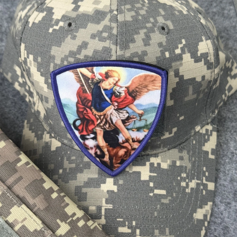 Parche de insignia de moral del Arcángel Saint Michael, brazalete táctico, parches de gancho y bucle impresos para ropa, pegatinas de mochila militar