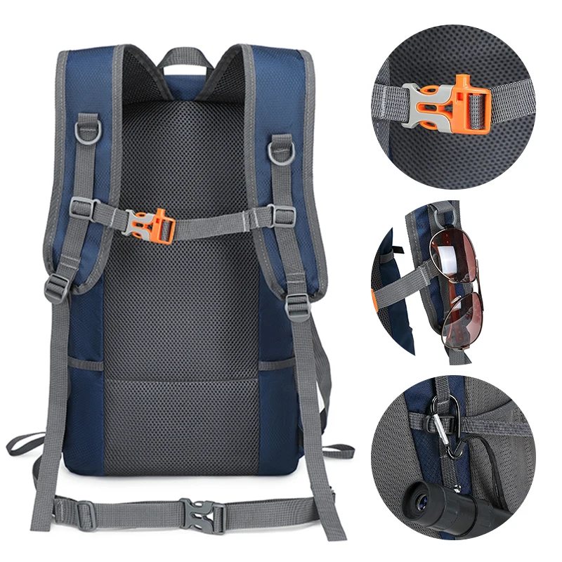 Mochila impermeable para montañismo, bolsa para acampar al aire libre, senderismo, correr, mochila grande de viaje plegable con tapa abatible, paquete ligero - imagen 5