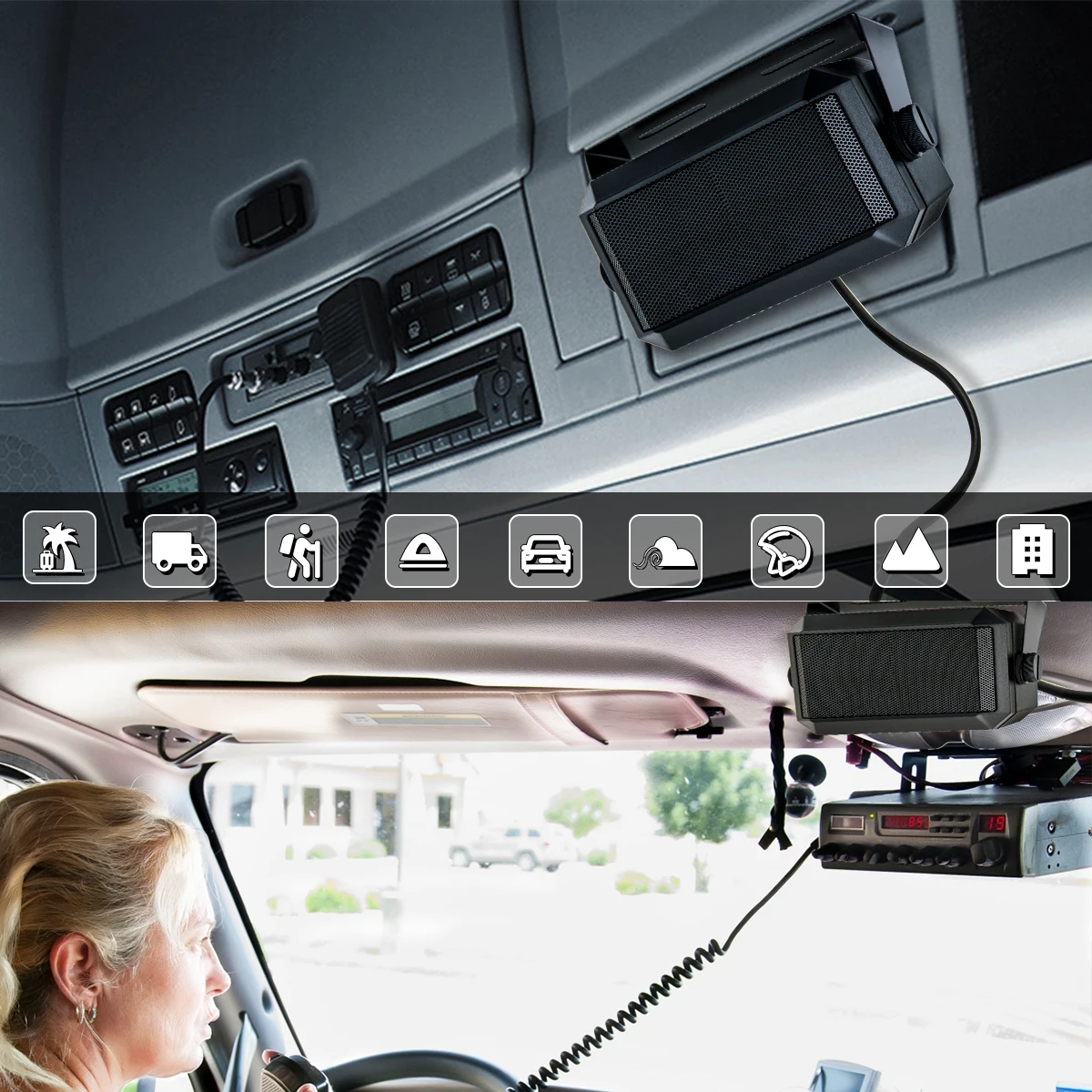 ABBREE Altavoz de comunicaciones externos rectangulares Escáneres externos para todos los radios CB con enchufe de audio de 3,5 mm y radio móvil - imagen 3