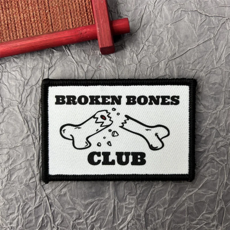 Parche de insignias de moral táctica del Club de huesos rotos en la ropa, brazalete impreso, parches militares con gancho y bucle, pegatina para mochila - imagen 3