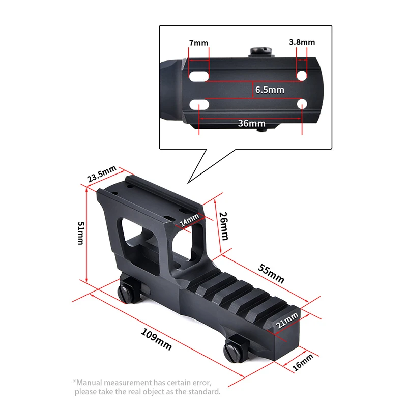 WADSN-Base de montaje de alcance de caza Airsoft, T-1 T-2 táctico, punto rojo, para DBAL-A2 NGAL, caja láser compatible con riel Picatinny de 20mm - imagen 3