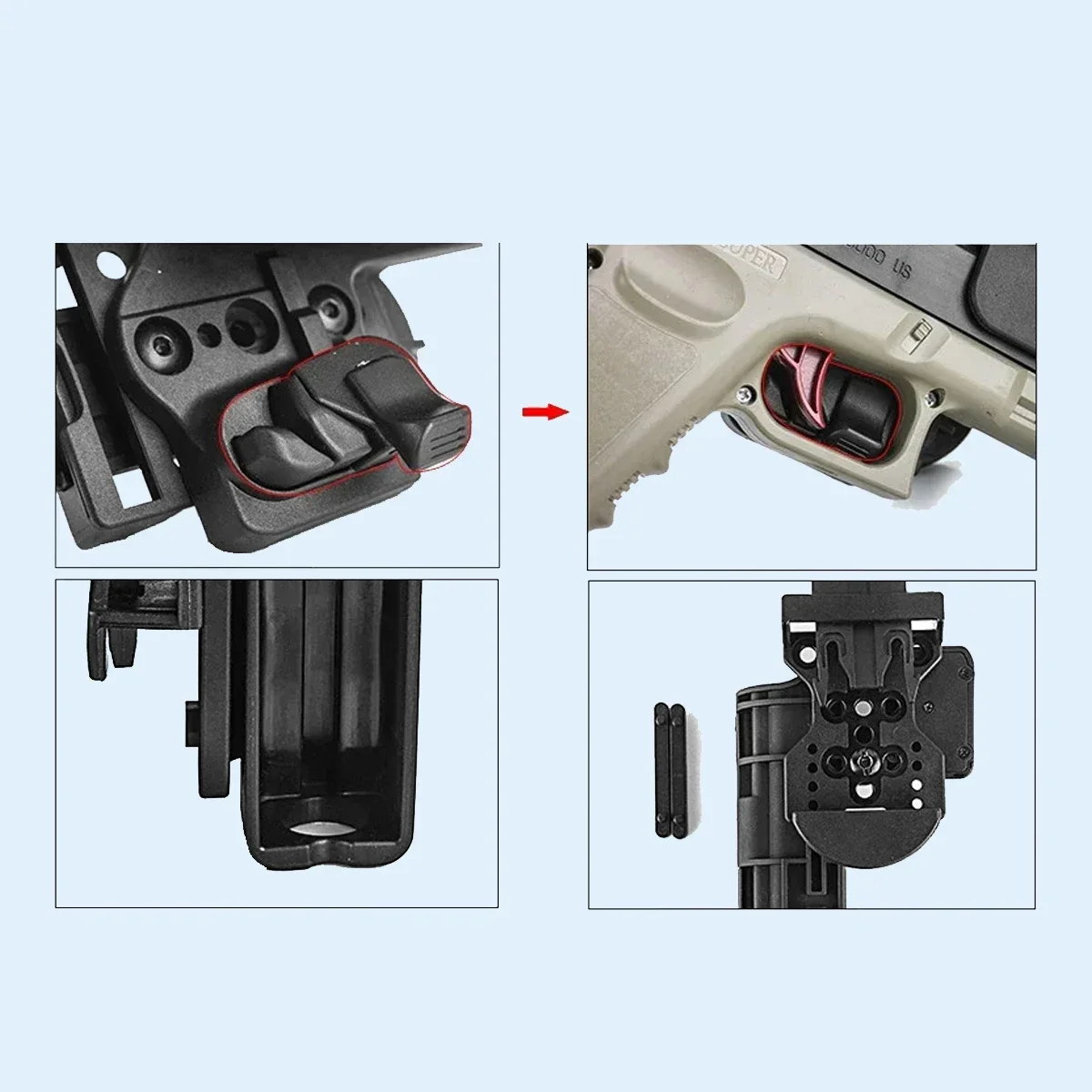 Pistolera de nivel 3 para mano derecha, funda con Clip para cinturón de cintura, OWB, Airsoft Glock 17, 19, 22, 34 - imagen 2