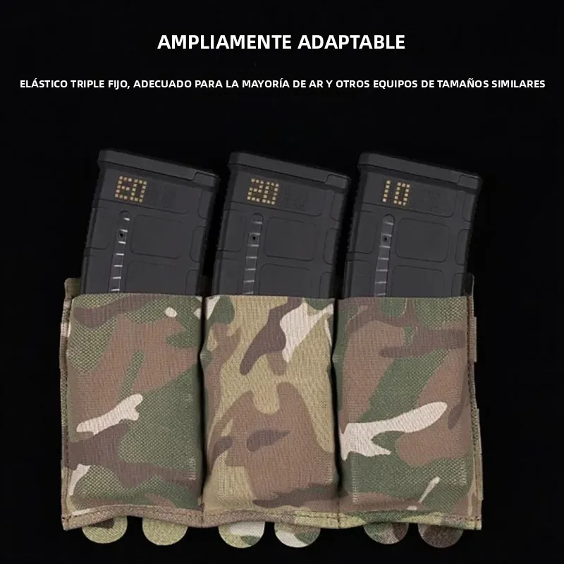 Bolsa táctica de 5,56/7,62mm, ligera, elástica, Triple Mag, caza CS Wargame Molle, accesorios del sistema, riñonera, funda - imagen 5