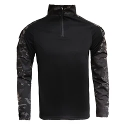 Camisa de combate táctico negra Multicam para hombre caza y pesca