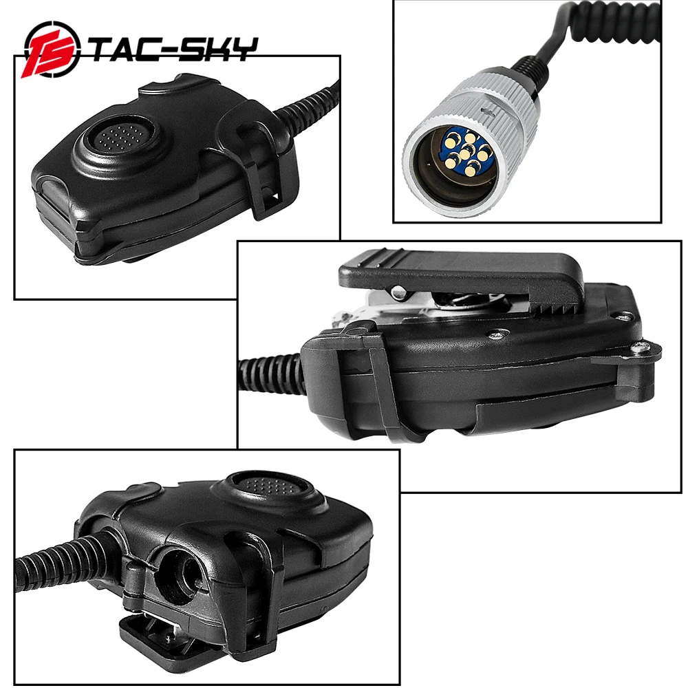 TS TAC-SKY-Cable de resorte de 6 pines, adaptador PTT para auriculares tácticos militares U94, Compatible con AN/PRC 148 152 163 - imagen 3