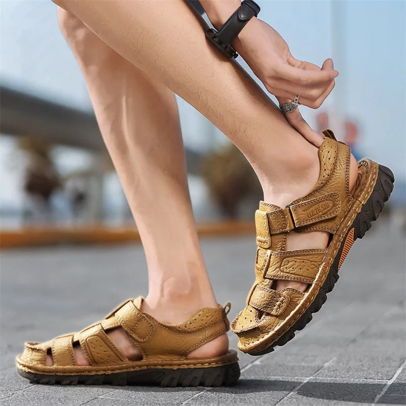 O.Z.TESHI-zapatos de verano transpirables para hombre, sandalias de malla de aire de goma, zapatillas de playa de secado rápido - imagen 5