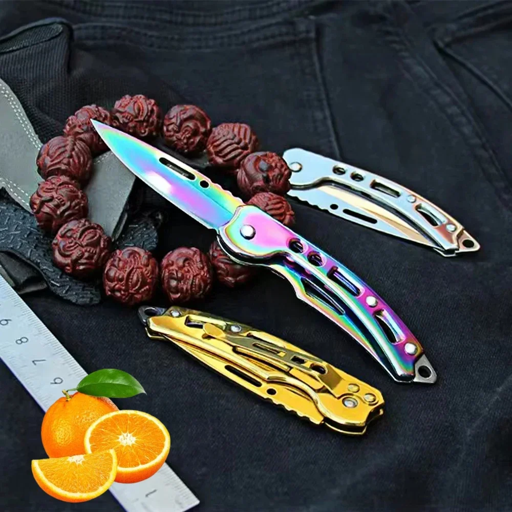 Llavero táctico acero inoxidable plegable con cuchillo y espejo