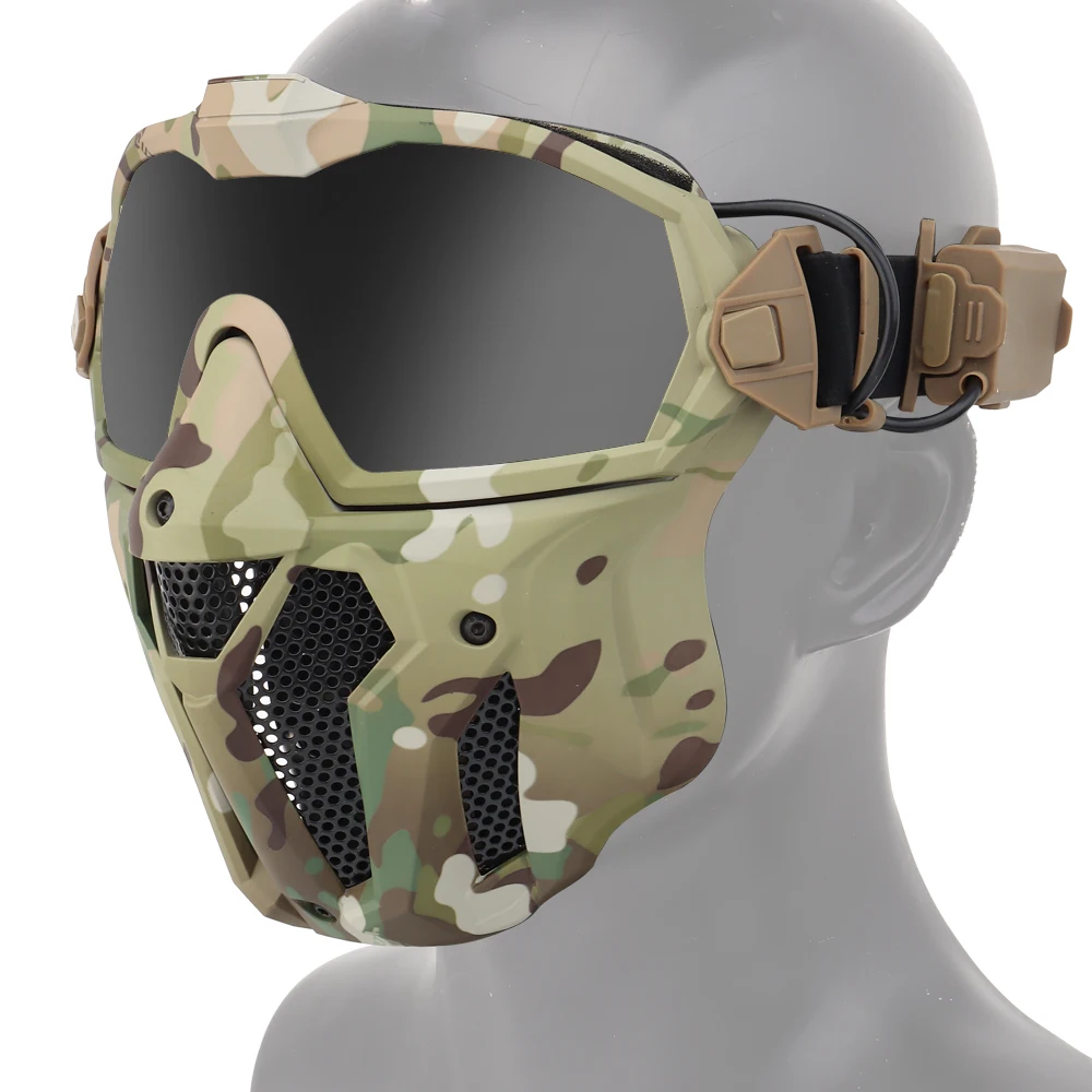 Máscara antiniebla táctica con gafas, máscara facial completa desmontable para Paintball, caza, tiro, equipo protector de juego CS - imagen 3