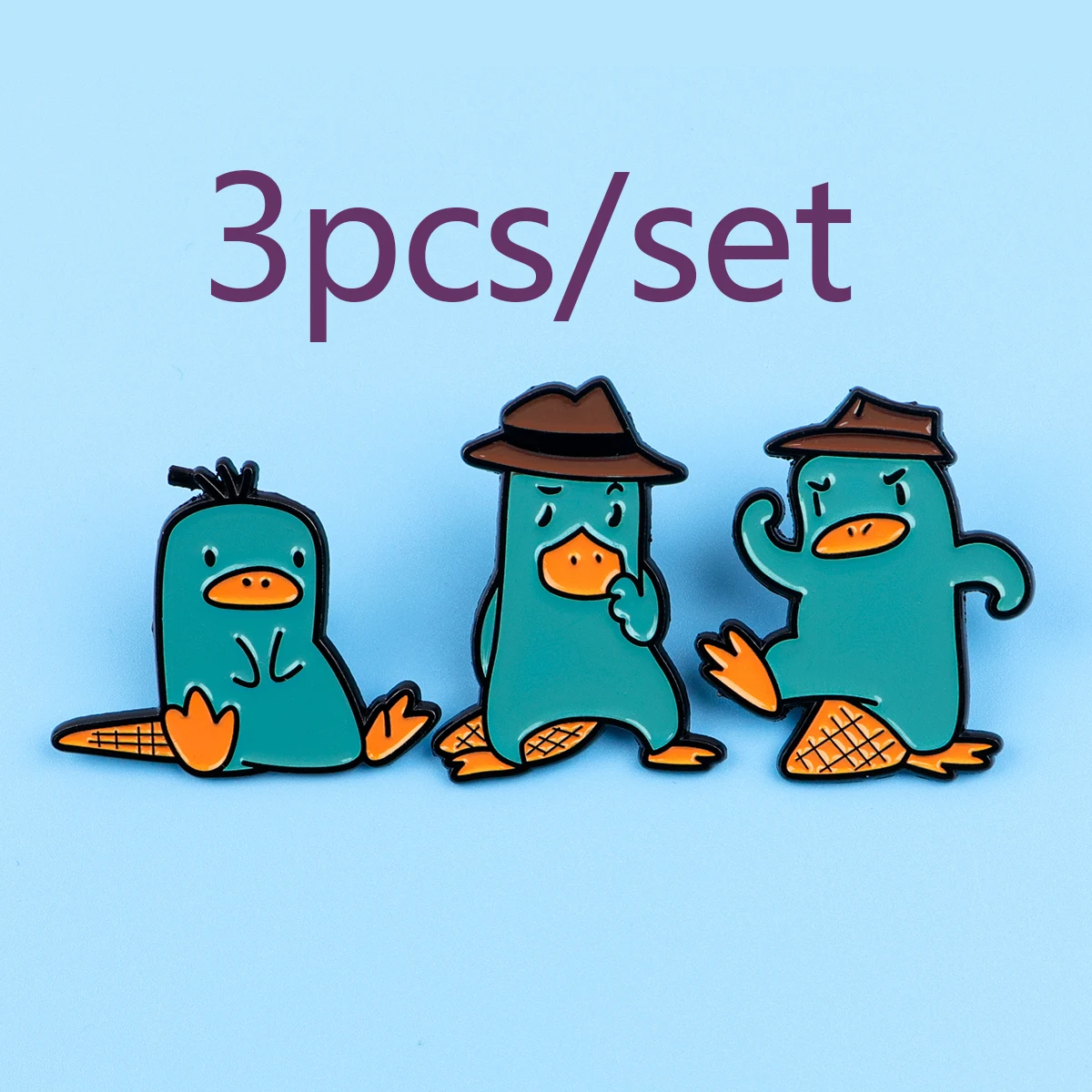 3 unidades de bonitos alfileres de esmalte de pato, broche de agente de dibujos animados, broche de Metal con solapa, insignia, accesorios para mochila, joyería, regalos para el mejor amigo