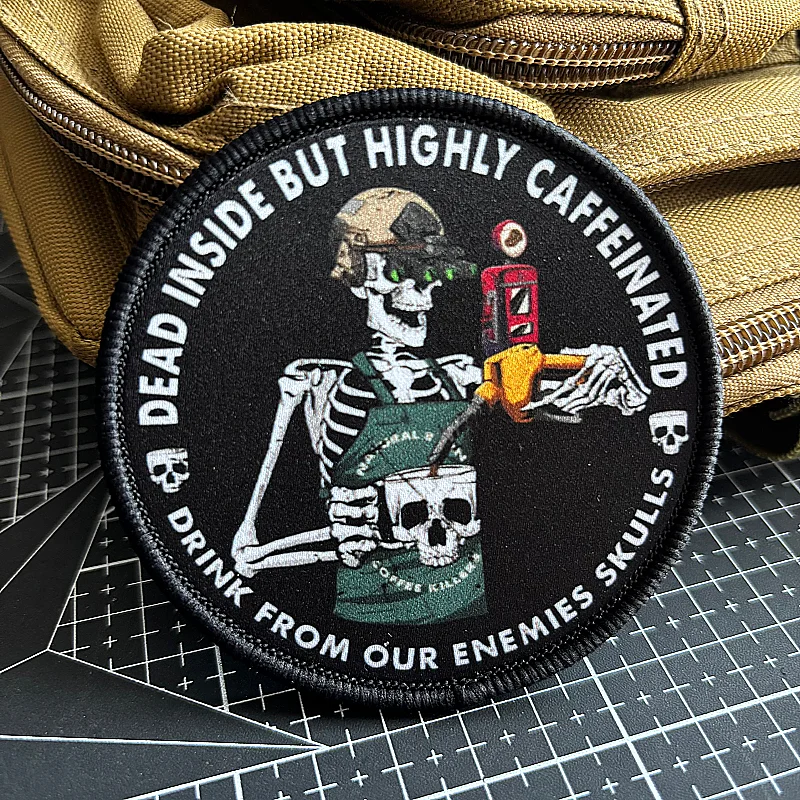 Parches tácticos de estación de gasolina de calavera, parche del ejército, gancho y bucle, esqueleto, guerrero, insignia de moral, brazalete militar, pegatina para mochila