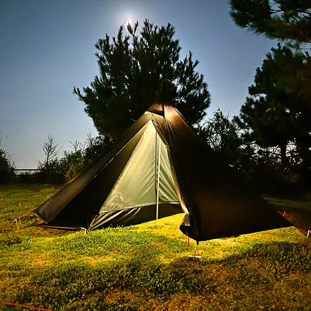 Tienda tipi ultraligera pirámide doble capa con ventana chimenea - imagen 3