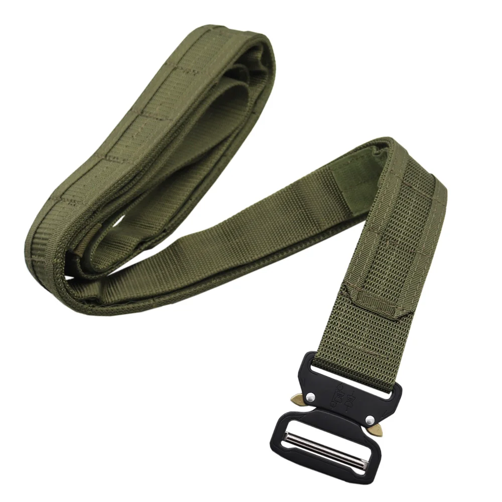 Cinturón táctico de 2 pulgadas para entrenamiento, cinturón de combate, caza, Airsoft, deporte al aire libre, cinturón para hombre BK verde