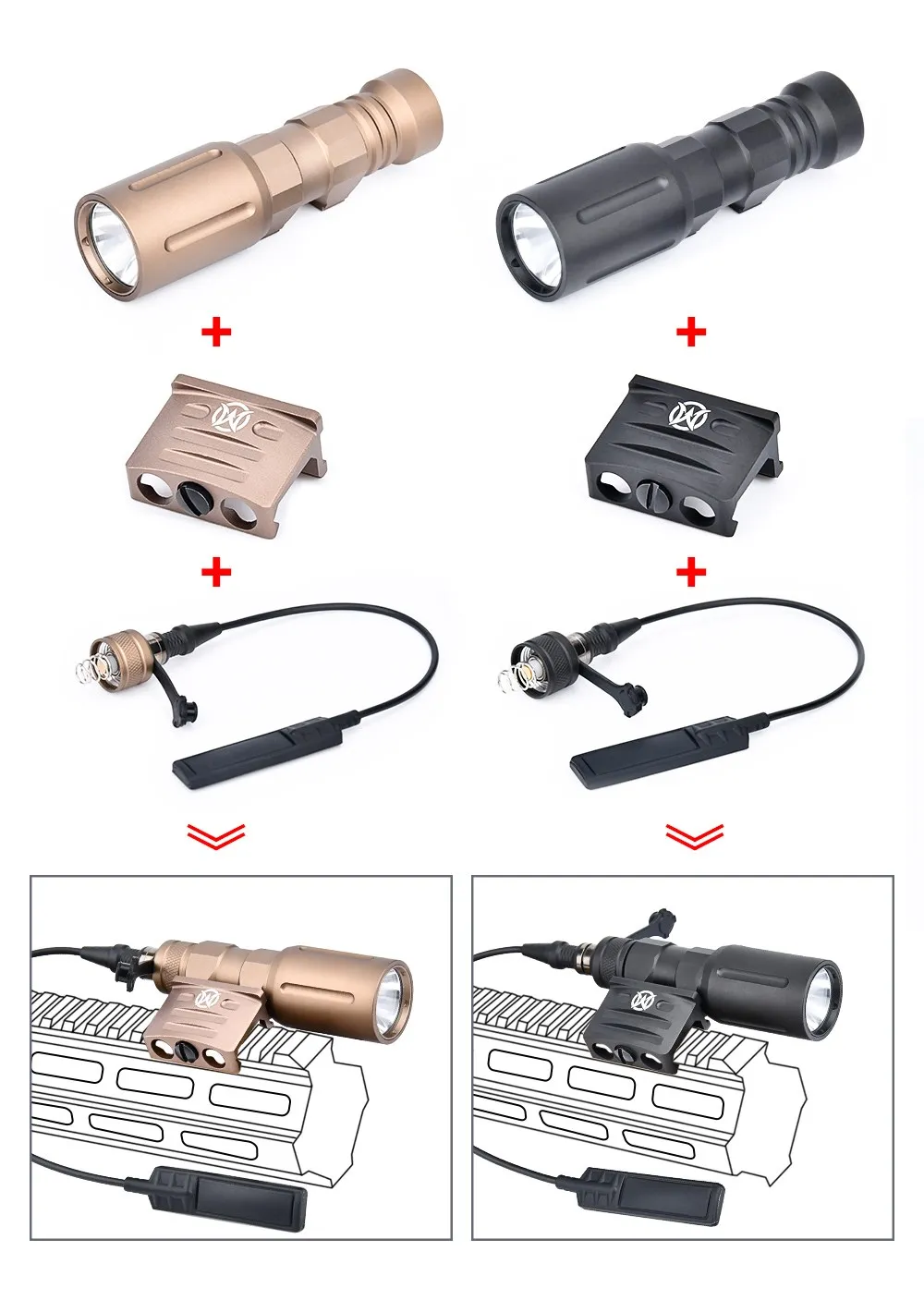 Wadsn linterna táctica de Metal PLHv2 Scout, interruptor de montaje Offset RM45, Picatinny, Arma de caza, accesorio para Airsoft - imagen 3
