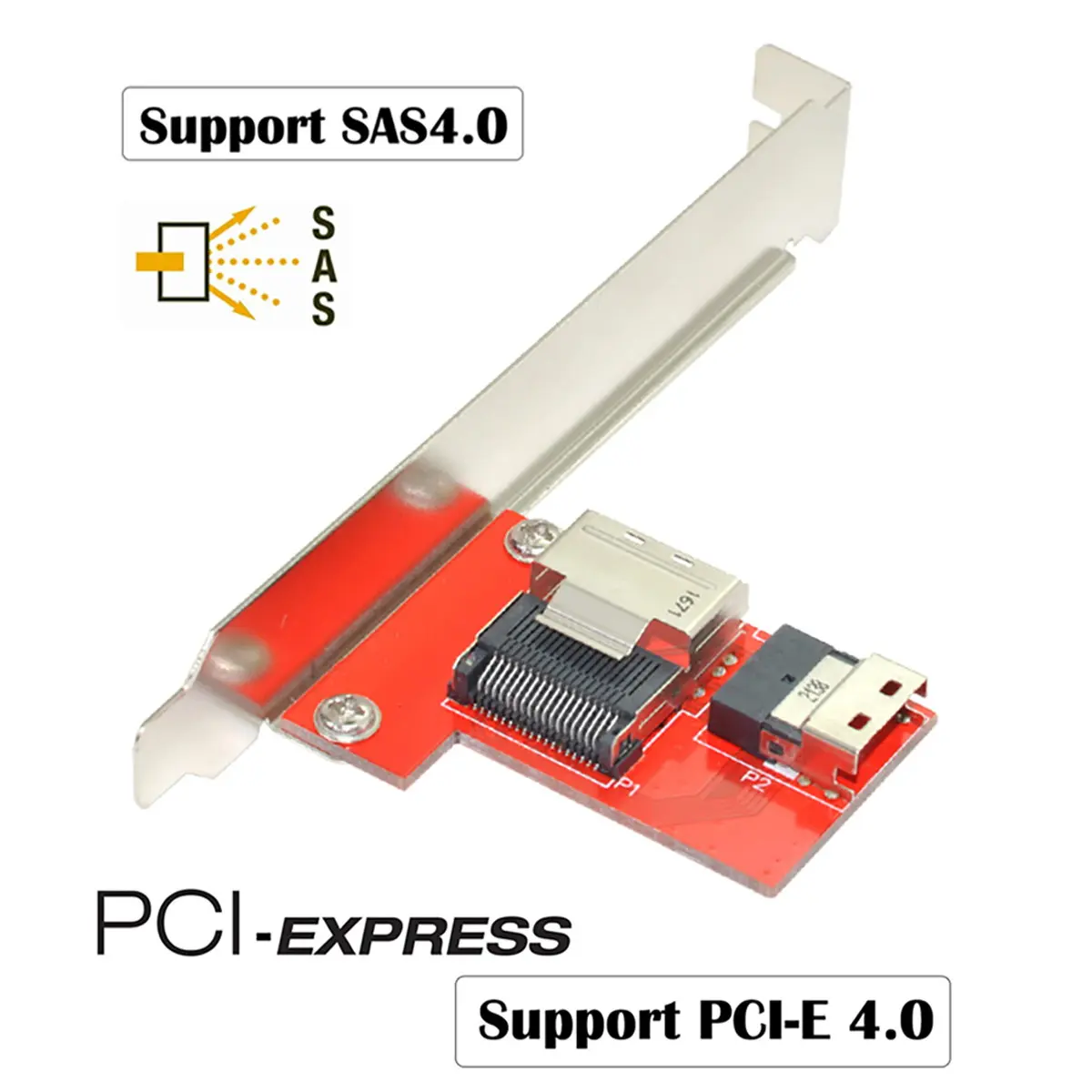 Slimline SAS SFF-8654 pci-express 4,0 A Mini SAS SFF-8087 PCBA adaptador hembra con soporte - imagen 5