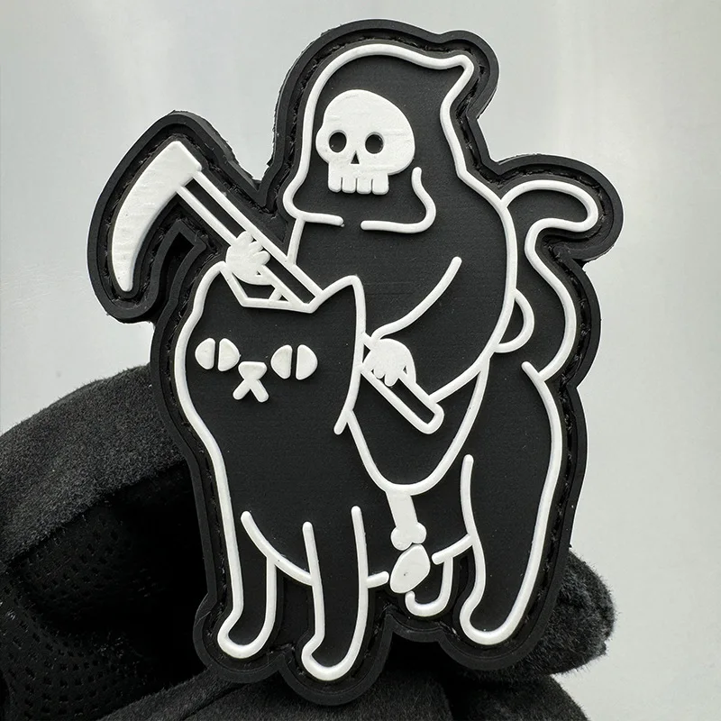 Reaper parches de PVC para ropa, insignia de moral de gato nocturno, pegatina táctica de mochila, brazalete militar - imagen 2