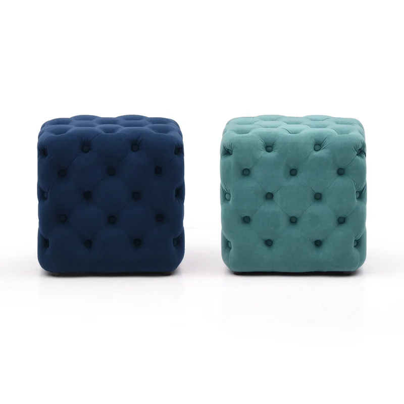 Taburete para cambiar zapatos de guardarropa, taburete de sofá de terciopelo para el hogar, taburete pequeño de asiento suave, nórdico - imagen 2