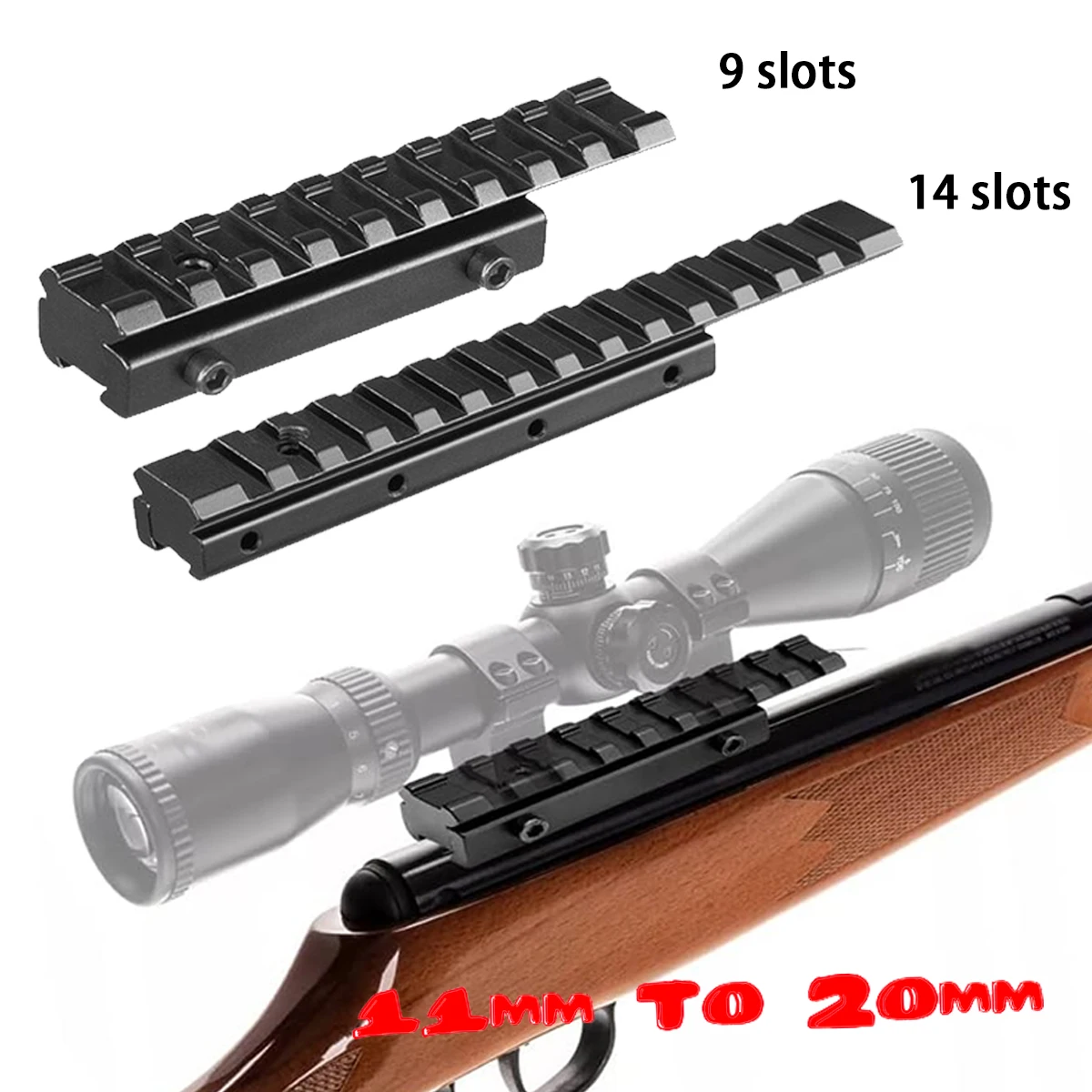 Adaptador riel Picatinny 11-20 mm para mira telescópica airsoft - imagen 3