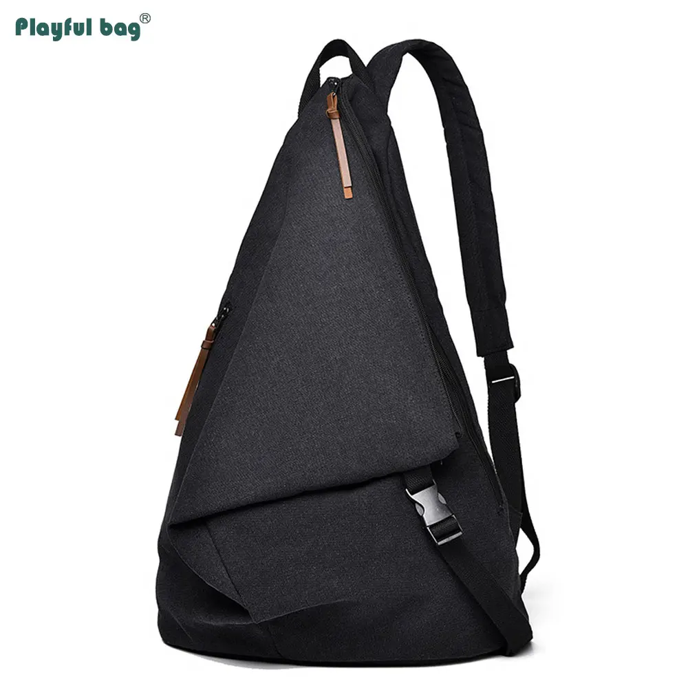 Mochila triangular de lona para hombre, bolso de gran capacidad para exteriores, mochila de viaje de ocio, AVA279 - imagen 5