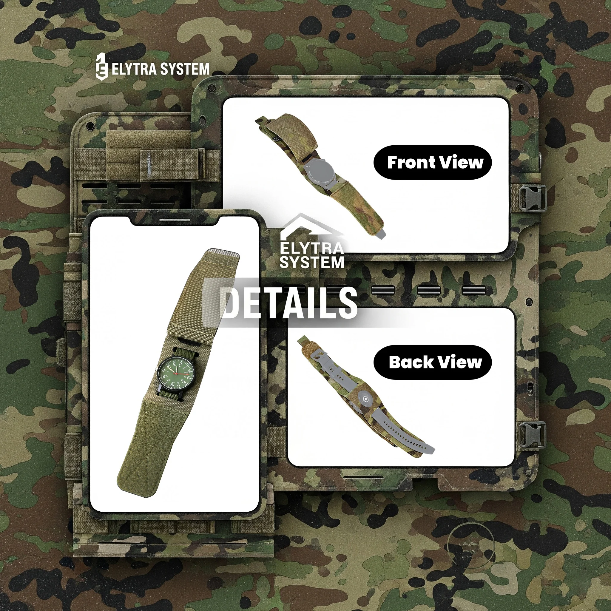 Correa de reloj táctica de nailon con solapa de cubierta, Compatible con correas de reloj de caza al aire libre para hombres y mujeres - imagen 3