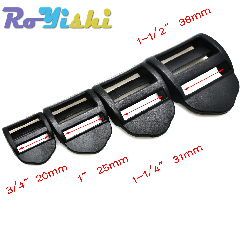 Hebilla de liberación deslizante de bloqueo de escalera negra de plástico para correas de mochila, 20mm, 25mm, 32mm, 38mm - imagen 2