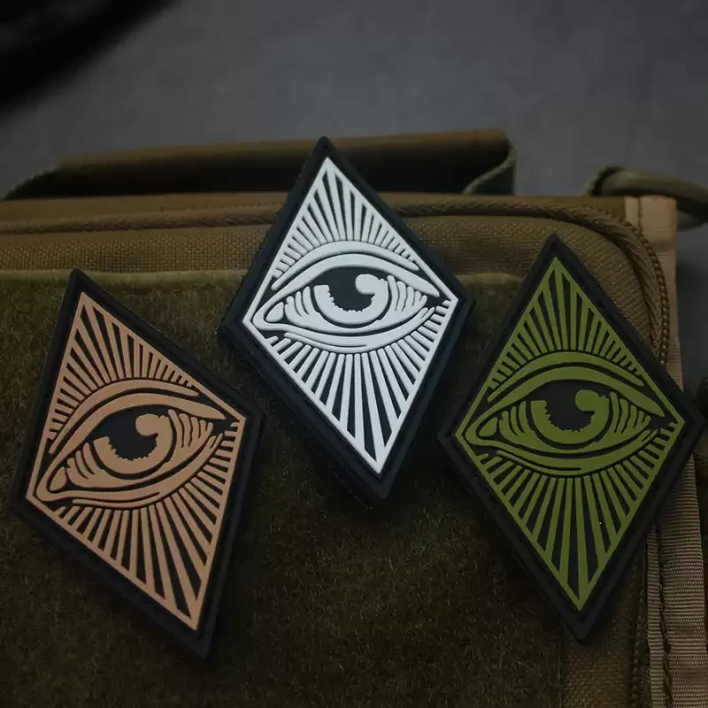 Parches panorámicos de rombos de PVC, ojos de tigre de gato, apliques de ropa bordados de mal de ojo, insignia noctilucente de engranaje de parche táctico - imagen 5