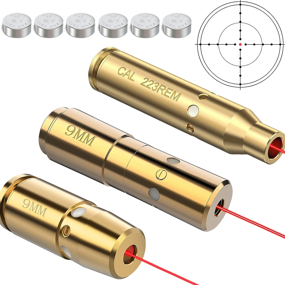 Laser Boresighter .223 9mm Laser Cartridge Collimator 9x19 Red Dot Laser Bore Sighter for Pistol Rifle Shooting Training