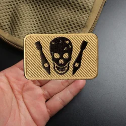 Parche de calavera bordado en ropa, insignia de moral táctica de dos misiles, parches militares con gancho, pegatinas para mochila, brazalete