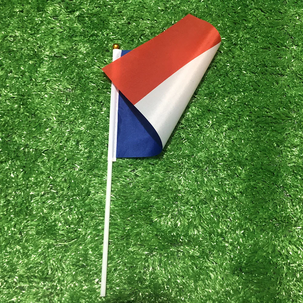 SKY FLAG 14x21cm Bandera ondulada a mano de Francia con poste de plástico, pancarta de poliéster para decoración - imagen 3