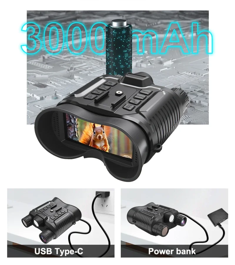 Binocular de visión nocturna con Zoom Digital 8X montado en la cabeza, pantalla de 2,7 pulgadas, vídeo 4K, luz IR/blanca de 36MP para vigilancia de seguridad nocturna - imagen 4